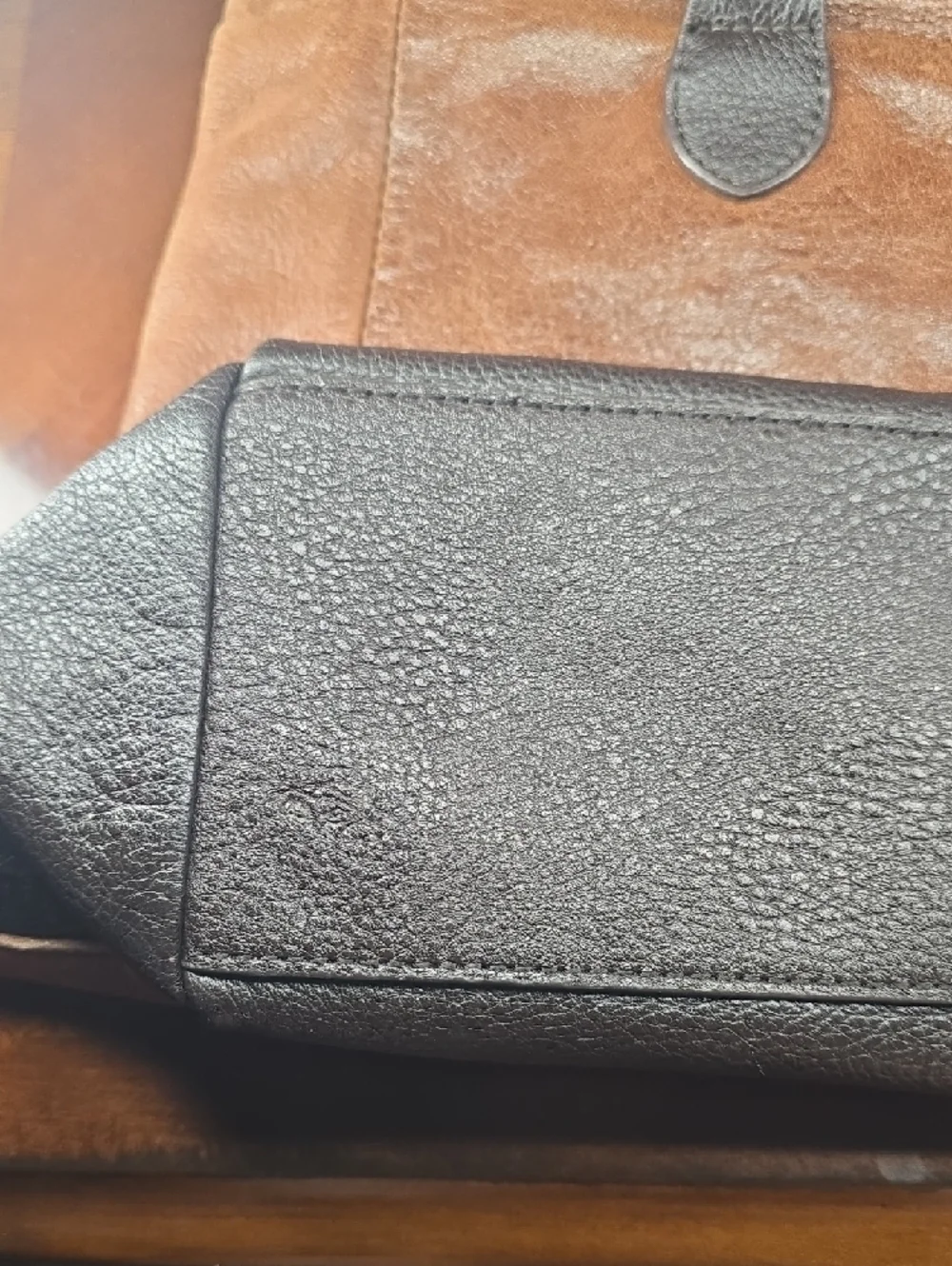 The Sak Two-Tone Brown Leather Tote with Dark Trim - Picture 7 of 11